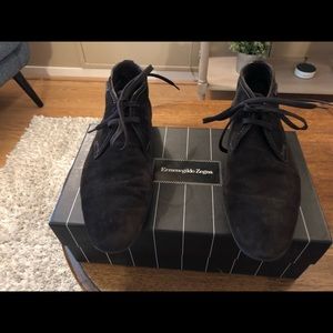 Zegna men ankle boots dark brown suede size 7